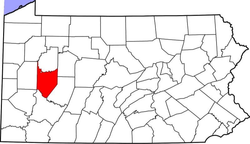 An image highlighting Armstrong County in Pennsylvania