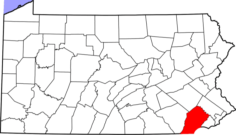 An image highlighting Chester County in Pennsylvania