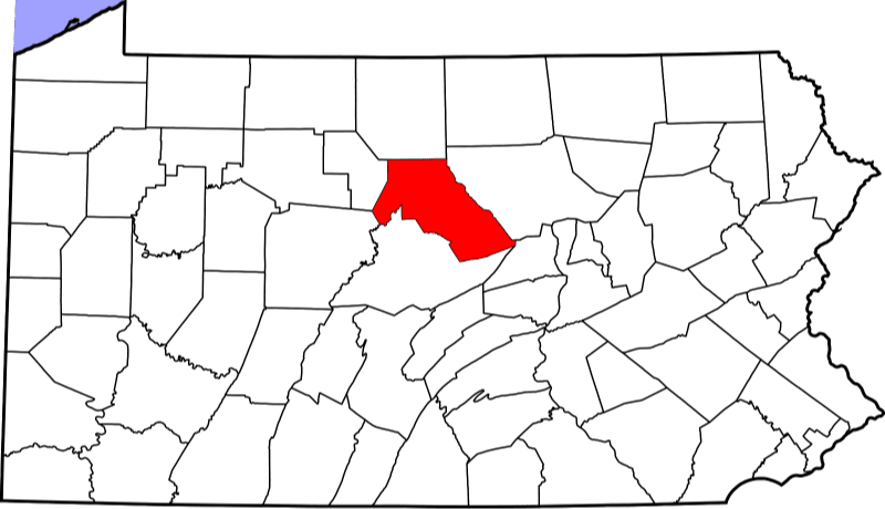An image highlighting Clinton County in Pennsylvania