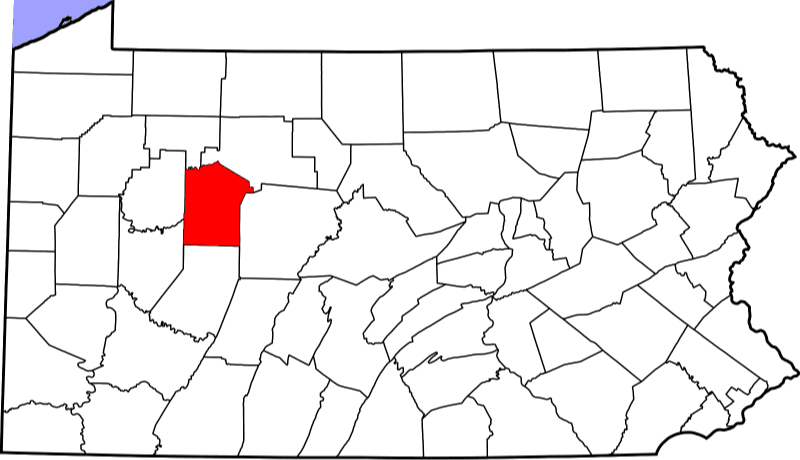 An image highlighting Jefferson County in Pennsylvania