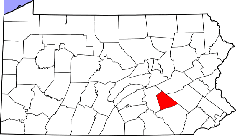 An image highlighting Lebanon County in Pennsylvania