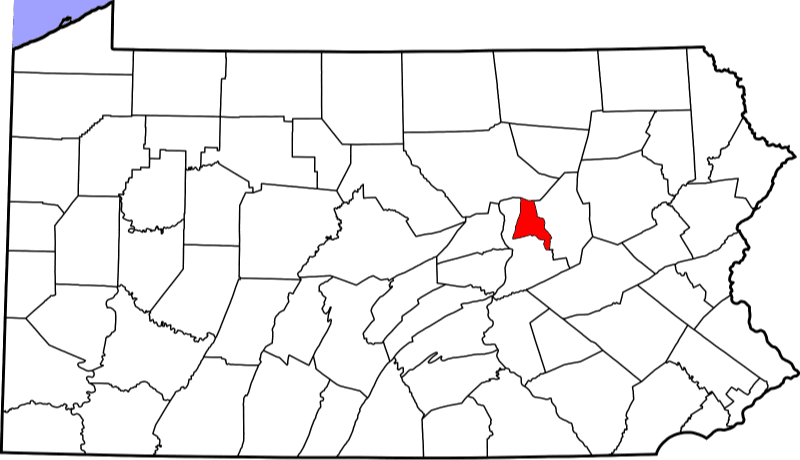 An image highlighting Montour County in Pennsylvania
