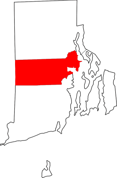 An image highlighting Kent County in Rhode Island