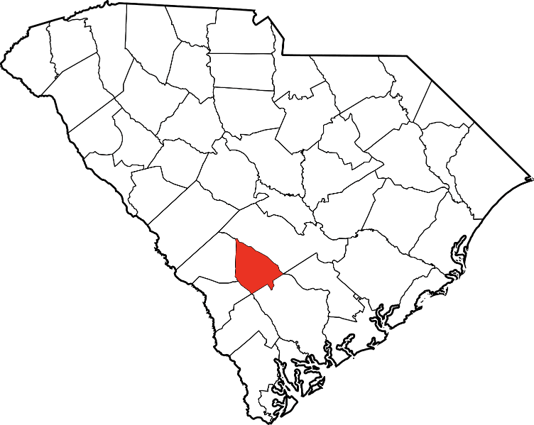 An image highlighting Bamberg County in South Carolina