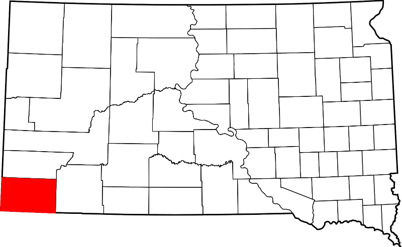 An image highlighting Fall River County in South Dakota