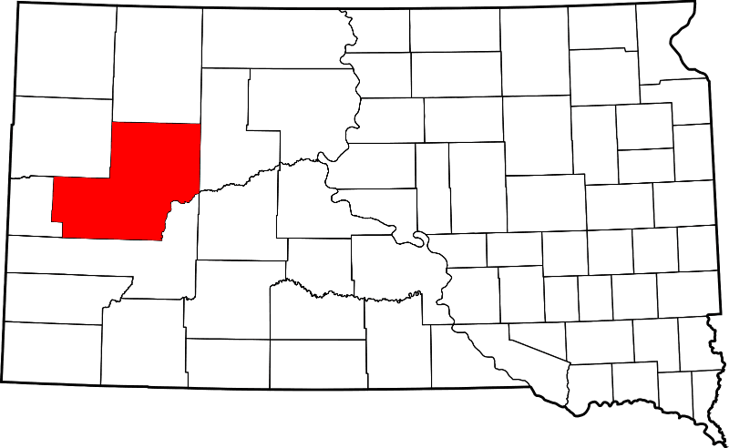 An image highlighting Meade County in South Dakota