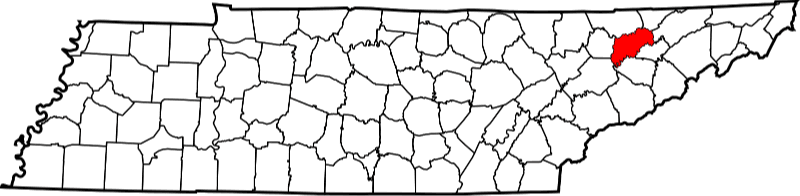 An image highlighting Grainger County in Tennessee