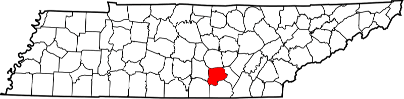 An image highlighting Grundy County in Tennessee