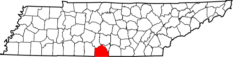 An image highlighting Lincoln County in Tennessee