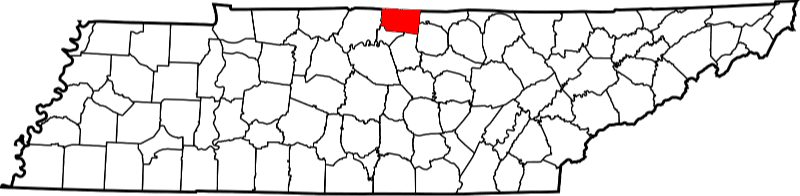 An image highlighting Macon County in Tennessee