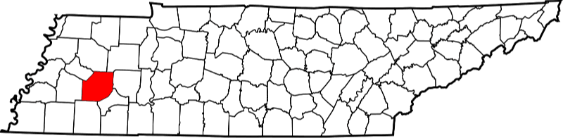 An image highlighting Madison County in Tennessee