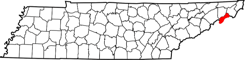 An illustration of Unicoi County in Tennessee