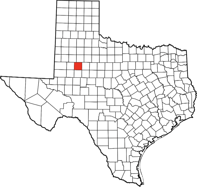 An image highlighting Borden County in Texas