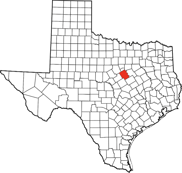 An image highlighting Bosque County in Texas