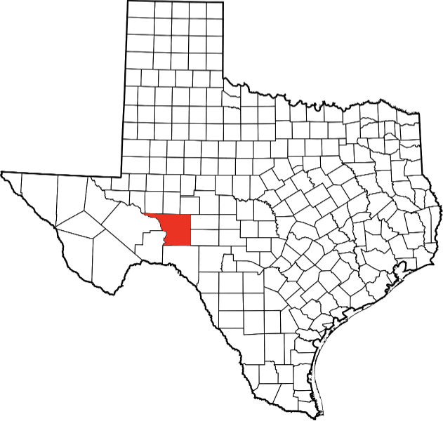 An image highlighting Crockett County in Texas