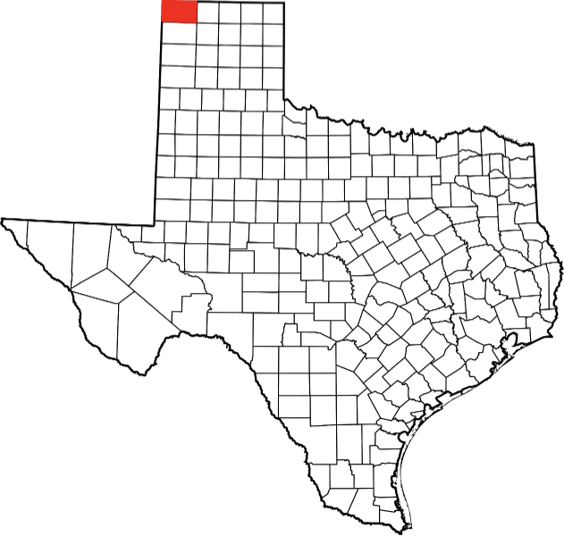 An image highlighting Dallam County in Texas