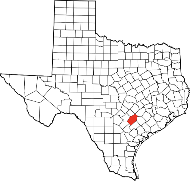 An image highlighting Gonzales County in Texas