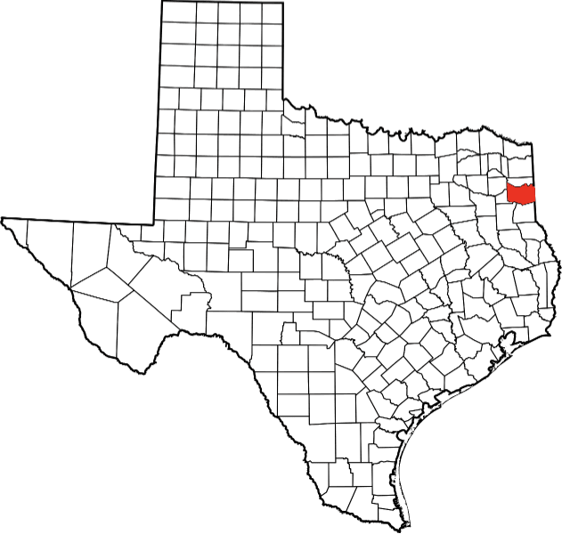 An image highlighting Harrison County in Texas