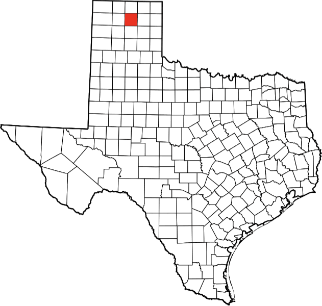 An image highlighting Hutchinson County in Texas