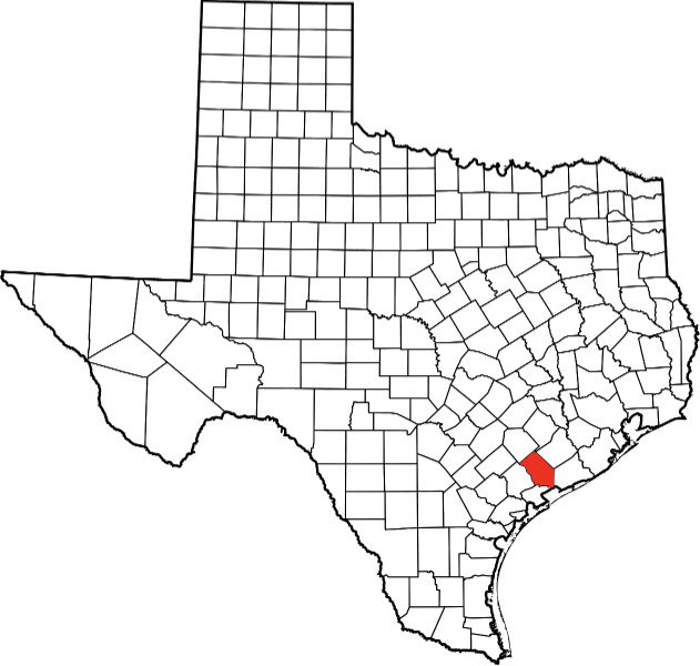 An image highlighting Jackson County in Texas