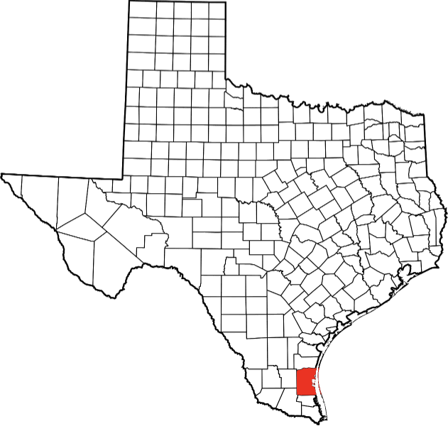 An image highlighting Kenedy County in Texas
