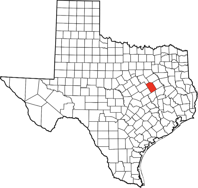 An image highlighting Limestone County in Texas