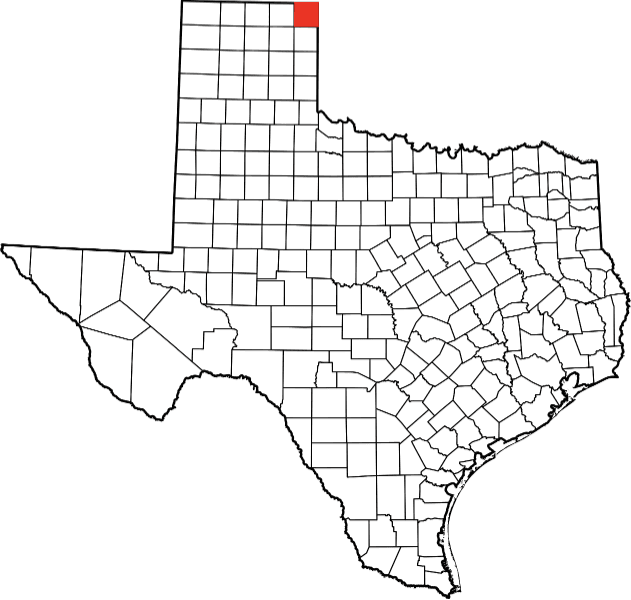 An image highlighting Lipscomb County in Texas