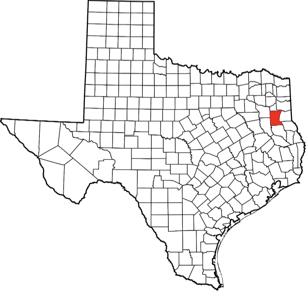 An image highlighting Rusk County in Texas