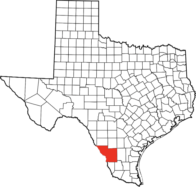 An image highlighting Webb County in Texas