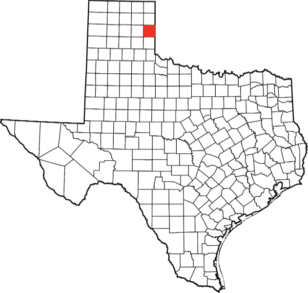 An image highlighting Wheeler County in Texas