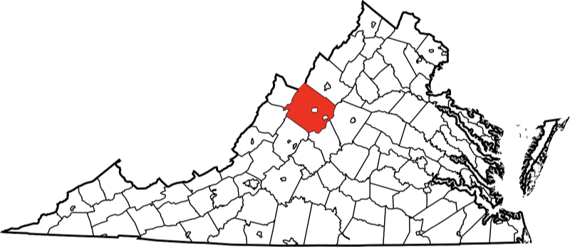 An image highlighting Augusta County in Virginia