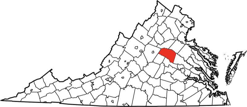 An image highlighting Lunenburg County in Virginia