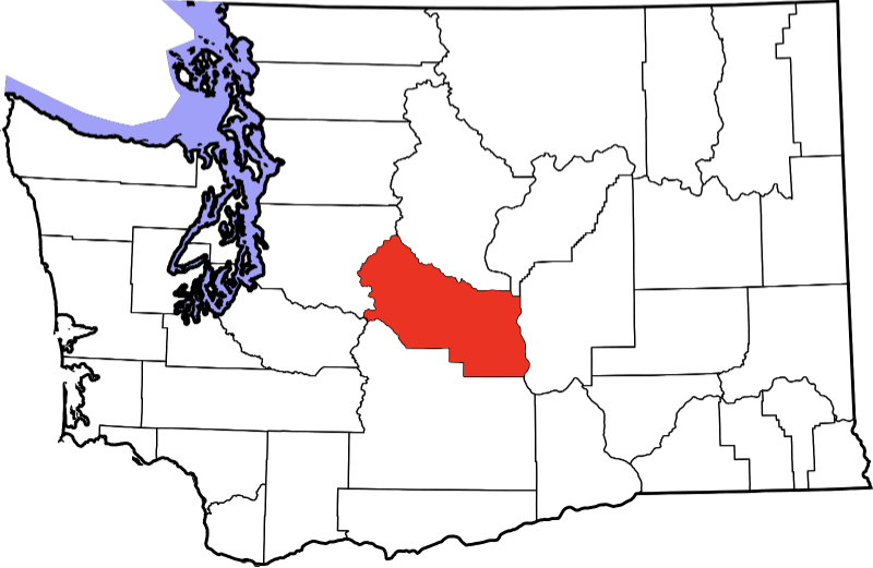 An image highlighting Kittitas County in Washington