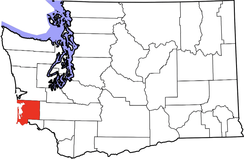 An image highlighting Pacific County in Washington