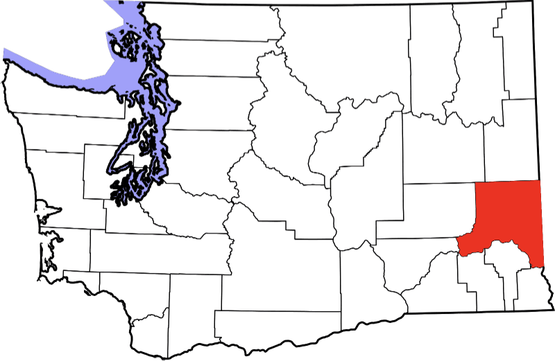 An image highlighting Whitman County in Washington