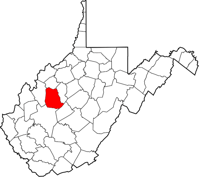 An image highlighting Roane County in West Virginia