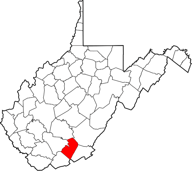 An image highlighting Summers County in West Virginia