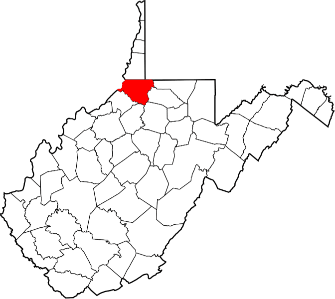An image highlighting Wetzel County in West Virginia