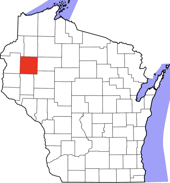An image highlighting Barron County in Wisconsin
