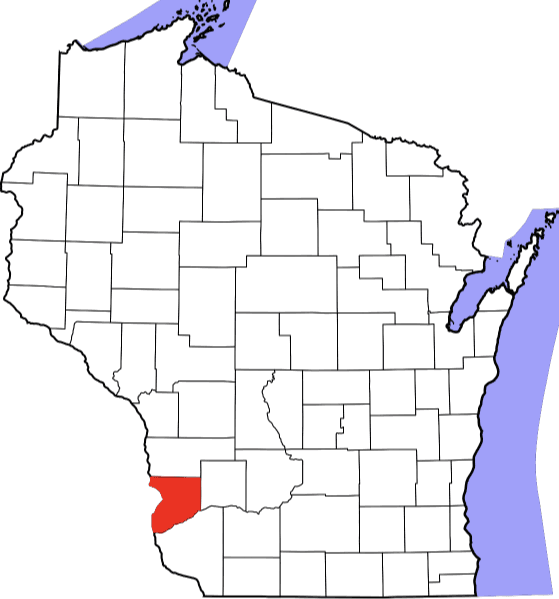 An image highlighting Crawford County in Wisconsin