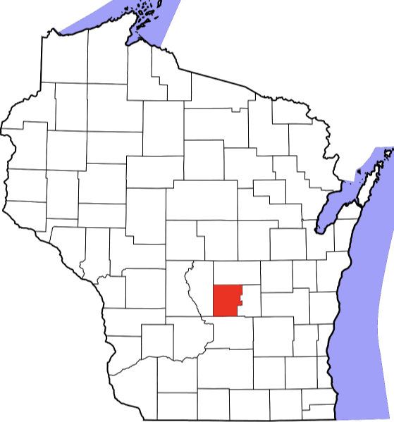 An image highlighting Marquette County in Wisconsin