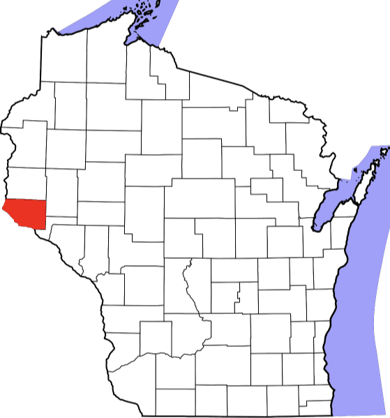 An image highlighting Pierce County in Wisconsin