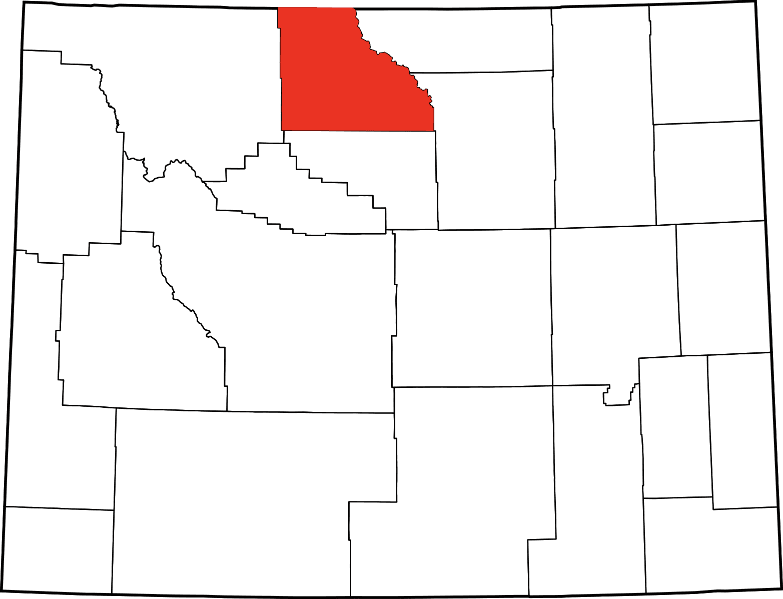 An image highlighting Big Horn County in Wyoming