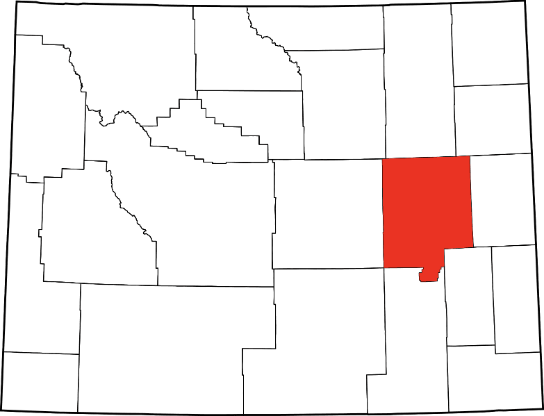 An image highlighting Converse County in Wyoming
