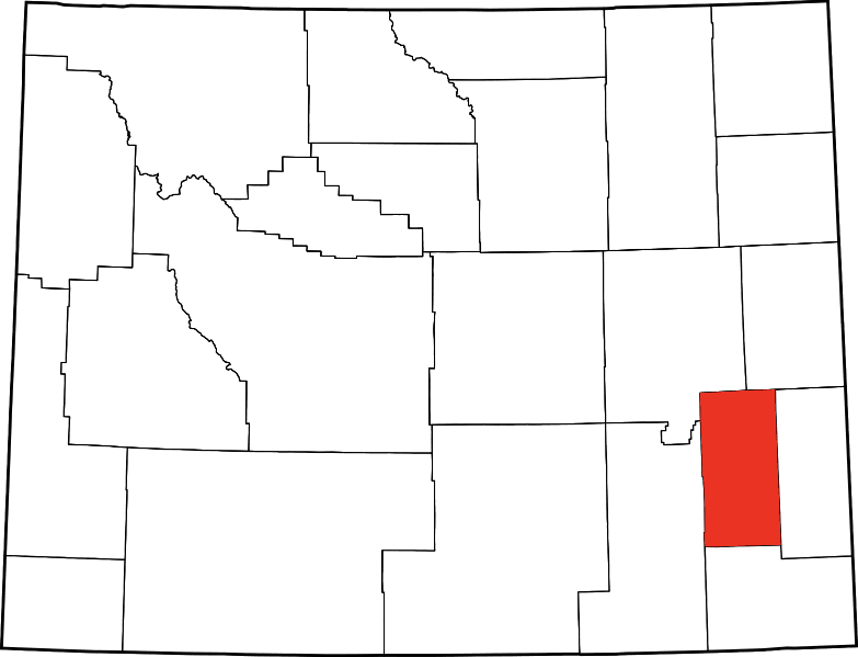 An image highlighting Platte County in Wyoming