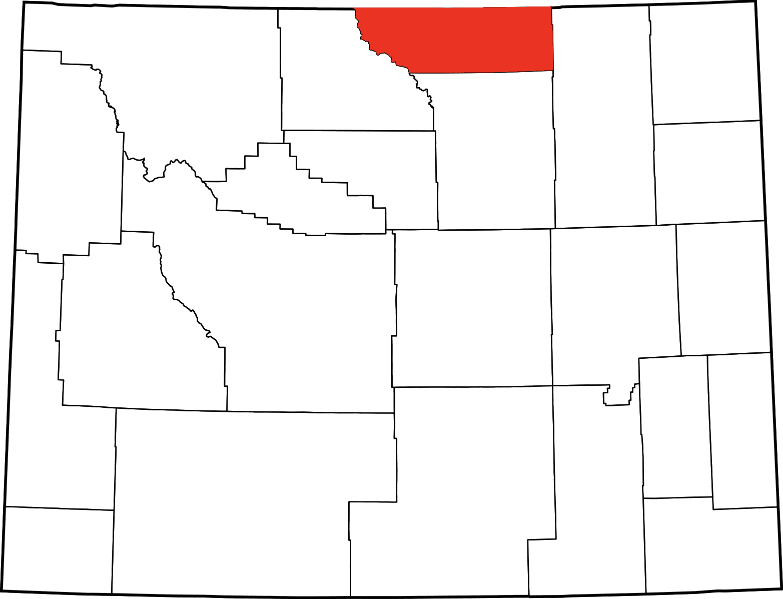 An image highlighting Sheridan County in Wyoming