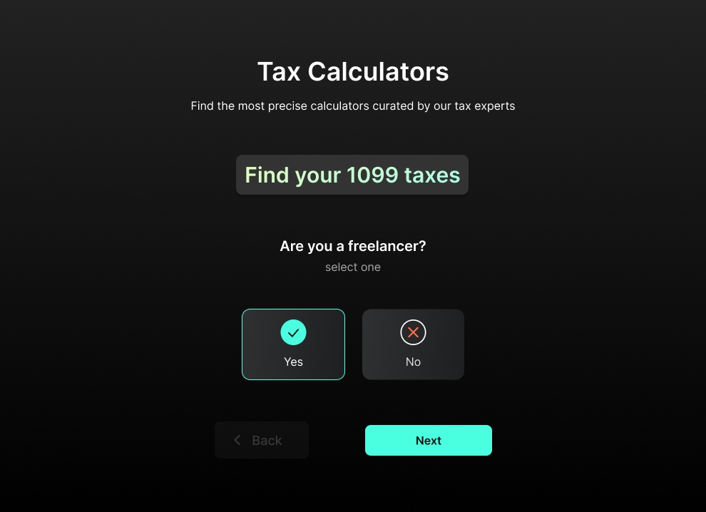 Image showing the FlyFin tax 1099 calculator