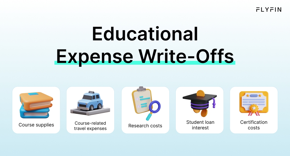 Infographic entitled Educational Expense Write-Offs that can be written off apart from tax-deductible college fees.