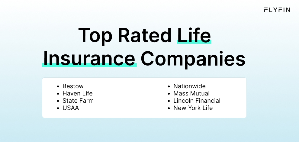 Infographic entitled Top Rated Life Insurance Companies listing the most popular companies for self-employed life insurance.