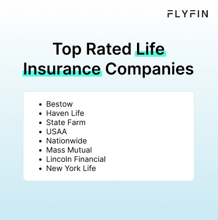 Infographic entitled Top Rated Life Insurance Companies listing the most popular companies for self-employed life insurance.